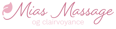 Mias Massage & clairvoyance, logo og webstedstitel. Lille Leaf ved siden af Mias Massage og clairvoyance, samt mobil massør på Bornholm.